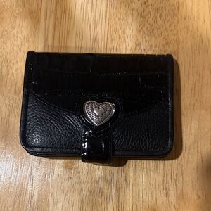 Brighton Black Croc-Accent Wallet with Heart Snap